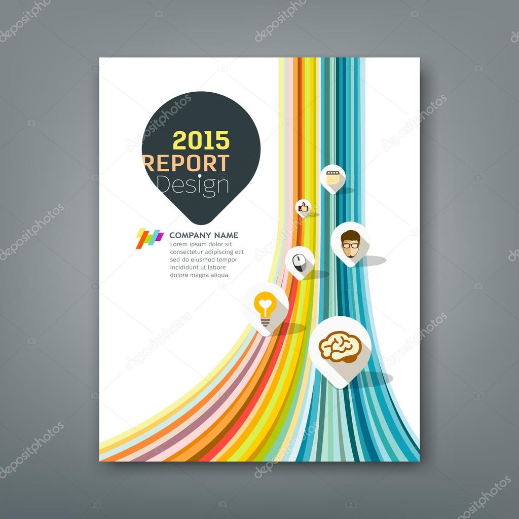 Cover report colorful lines shapes info-graphic