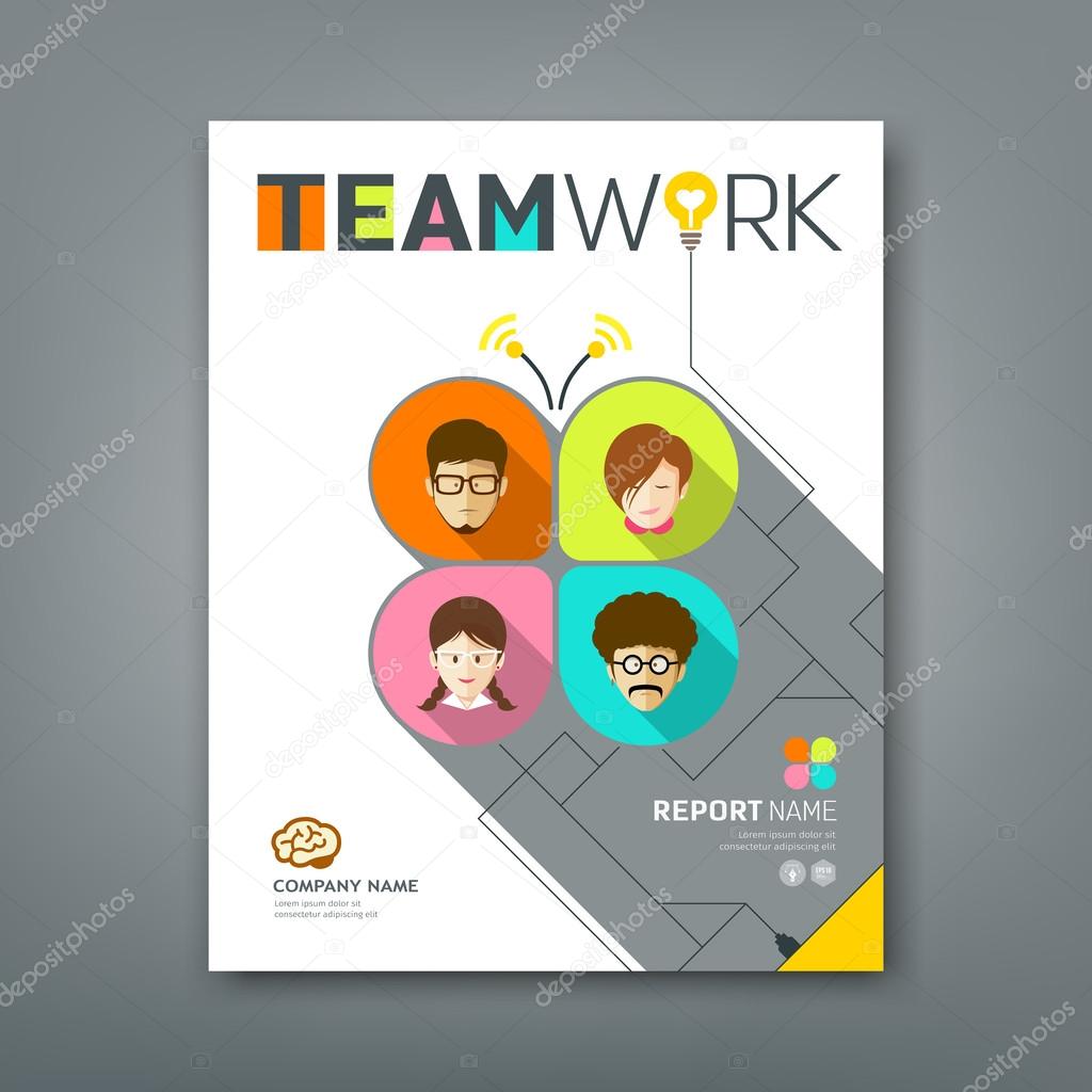 Cover annual reports colorful teamwork concept design