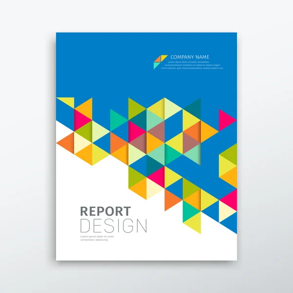 Rapport annuel couverture triangles colorés conception géométrique — Image vectorielle