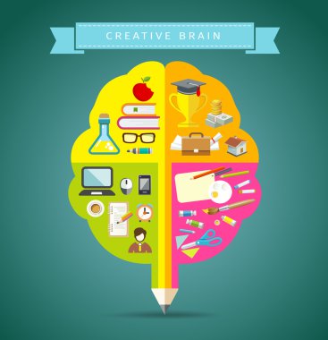 Yaratıcı beyin kavramları tasarım ile iş ikonları/simgeleri