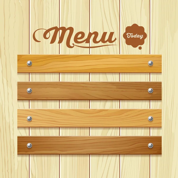 Menu wood board design background — Stock Vector