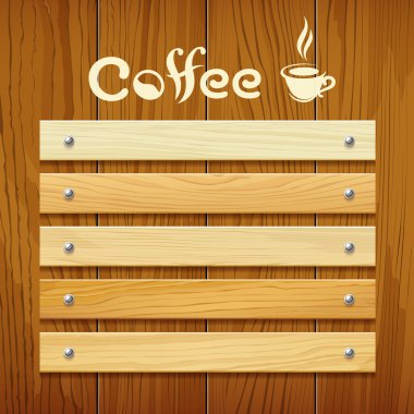 Coffee menu wood board design clipart