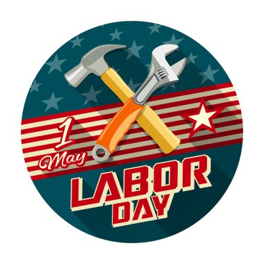 Labor day with work tools construction concept design clipart