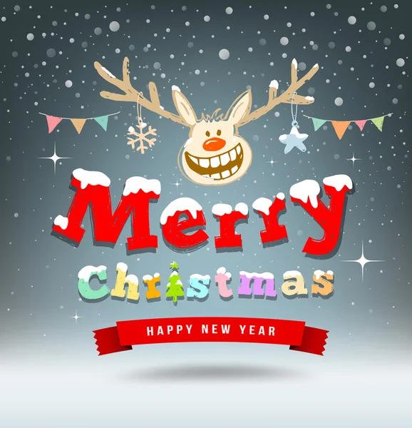 Merry Christmas Reindeer schets ontwerp — Stockvector
