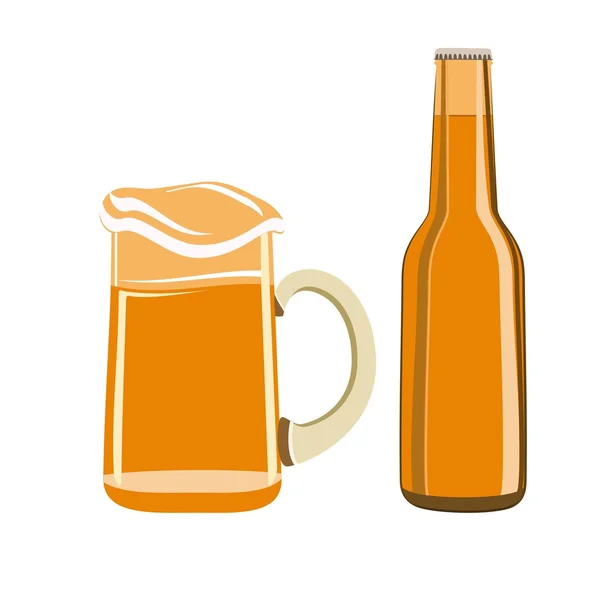 Пивне скло і пляшка вектор ізольовані — стоковий вектор