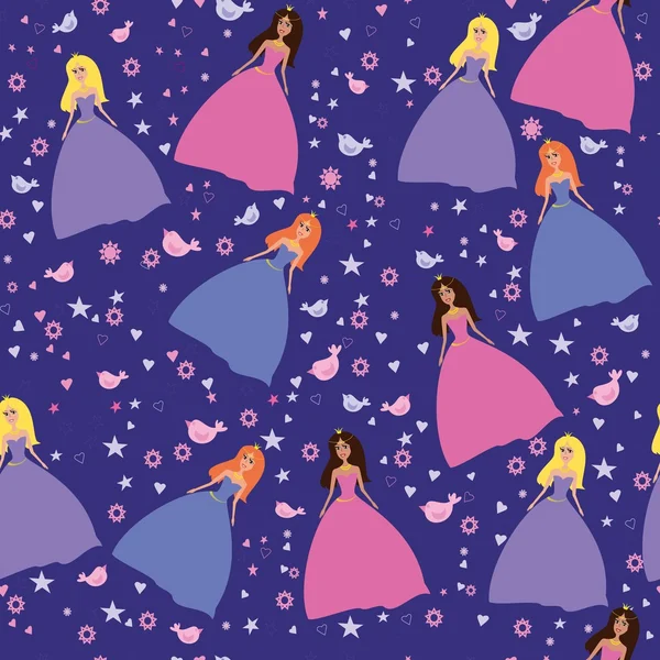Kleurrijke baby prinses patroon — Stockvector