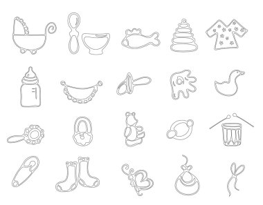 İnce çizgi bebek simgeler vektör