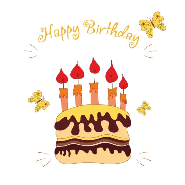 Birthday cake with candle — Stock Vector