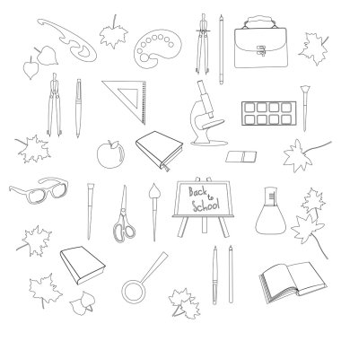 Okul ekipman siluet.