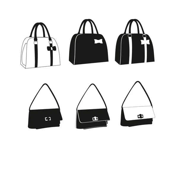 Female Bag Handbag. Bags icons set. — Stock Vector