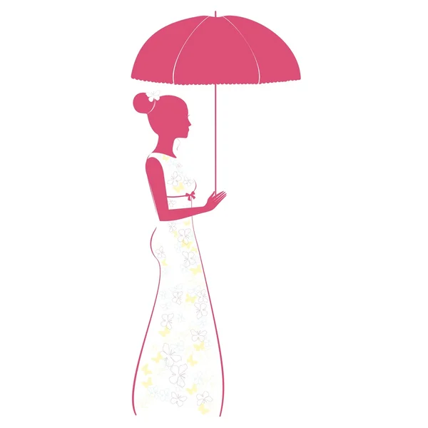 Hermosa mujer con paraguas. — Archivo Imágenes Vectoriales