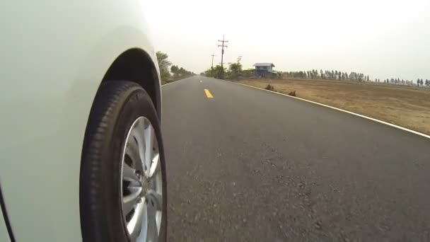 Conducir un coche en una carretera rural . — Vídeo de stock