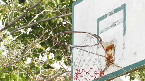 Baloncesto en el aro de baloncesto, concepto de cámara lenta . — Vídeos de Stock