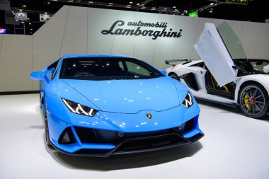 Lamborghini Huracan Performansı 41. BANGKOK Uluslararası MOTOR Şov 2020 'de 14 Temmuz 2020' de Nonthaburi, Tayland 'da sergileniyor..