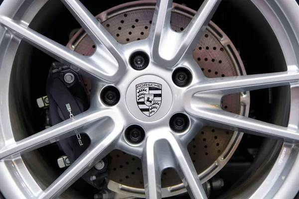 Logo Porsche Wheel Display 41St Bangkok International Motor Show 2020 — Stock Photo, Image