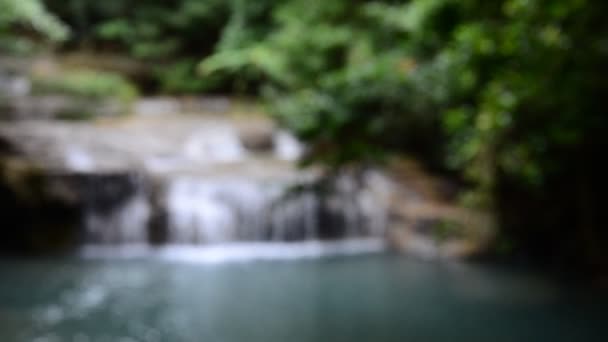 Erawan waterfall in deep forest. HD — Stock Video