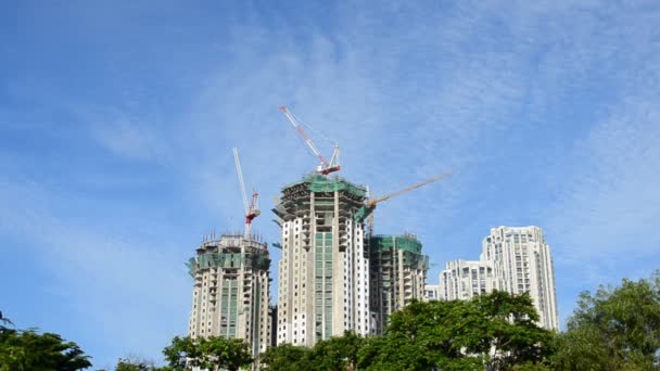 Construction site with cranes. Time Lapse — Stock Video