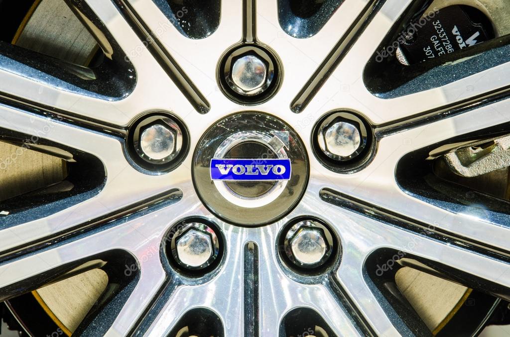 NONTHABURI - MARCH 24: Logo of Volvo on wheels in display at Thailand 36th Bangkok International Motor Show 2015 on March 24, 2015 in Nonthaburi, Thailand.