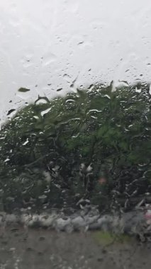 Ön cama yağmur damlıyor. Doğa arka plan ve el yapımı çekim.