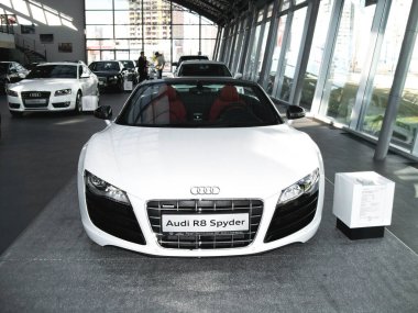 Kiev, Ukraine - March 7, 2011: New car Audi R8 Cabriolet. Car for sale