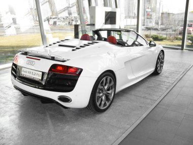 Kiev, Ukraine - March 7, 2011: New car Audi R8 Cabriolet. Car for sale