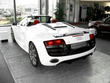 Kiev, Ukraine - March 7, 2011: New car Audi R8 Cabriolet. Car for sale