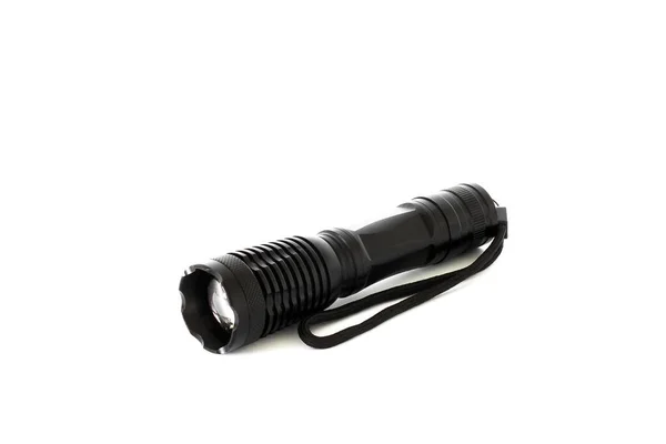 Black Small Flashlight White Background Lantern — Stock Photo, Image