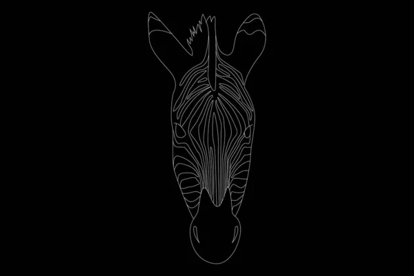 Disegno Zebra Testa Piena Zebra Disegno Lineare Semplice Una Zebra — Vettoriale Stock