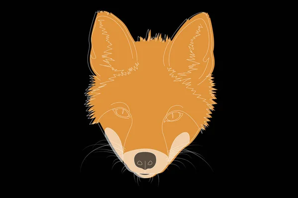 狐の絵 フォックスヘッドフルフェイス 狐のシンプルな線描 野生動物 — ストックベクタ
