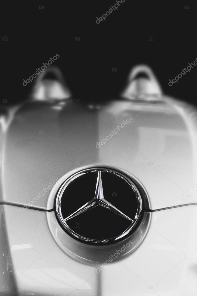 Kiev, Ukraine - August 21, 2011: Mercedes-Benz SLR McLaren Stirling Moss on a dark background