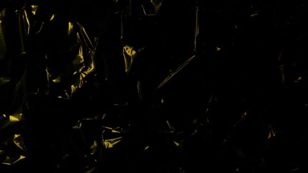 Glühen Folie Hintergrund Zerknitterte Folie Abstrakter Hintergrund Gold Gelb — Stockvideo