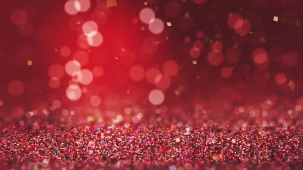 Falling Serpentine Red Background Shiny Background Beautiful Glowing Bokeh Bright — Stock Video