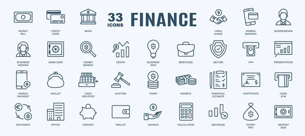 Simple Set of Finance, Online Payment and Money Related Vector Line Icons. Contains thin Icons as bank, wallet, exchange and more. Editable Stroke. 48x48 Pixel Perfect