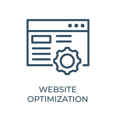Editable website optimization, update Settings, preferences thin vector line icon. Gear with arrows linear style sign for mobile concept and web design. Search engine optimization outline vector icon. Symbol or logo illustration of Gear with web site