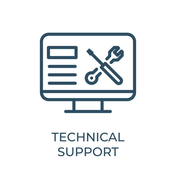 Supporto Tecnico Traccia Modificabile Icona Linea Vettoriale Sottile Icona Del — Vettoriale Stock