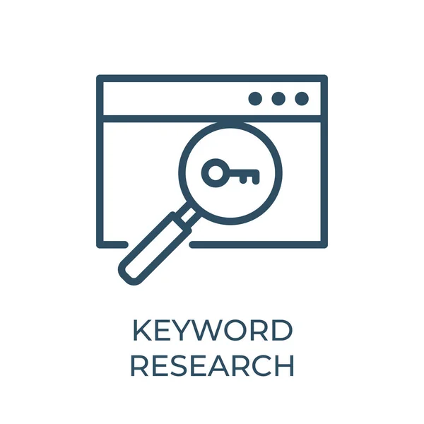 Keyword Research Stroke Thin Vector Line Icon Search Engine Optimization — Stock Vector