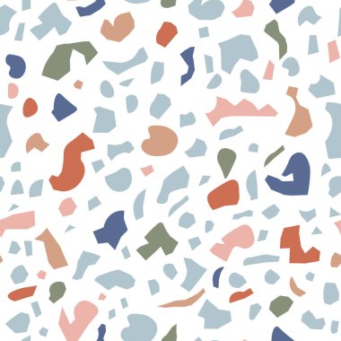 El çizimi soyut karalama dekoratif vektör desenleri ve renkli çiçekli elementler ve geometrik şekiller. Koyu mermer desen, terrazzo, sanat dekorasyonu..