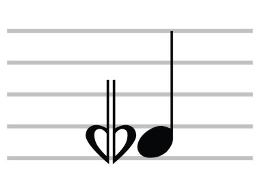 Siyah Düz İzole Müzikal Sembol Bir Buçuk Düz Sembolü (Sesquiflat)