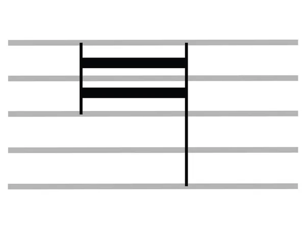 Svart Platt Isolerad Musikalisk Symbol För Stora Octuple Whole Note — Stock vektor