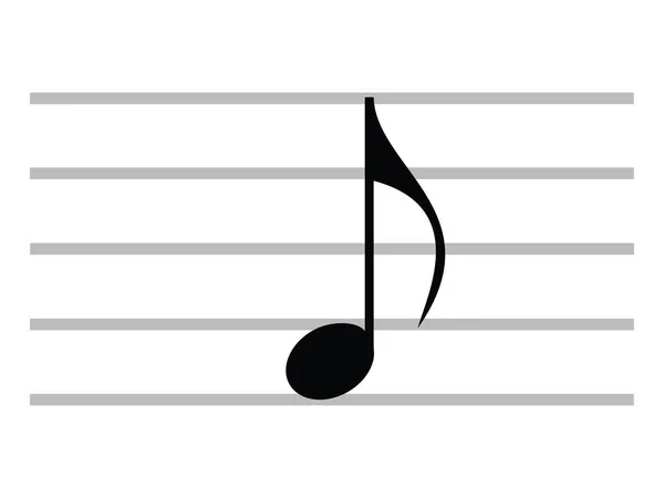 Símbolo Musical Aislado Plano Negro Quaver Octava Nota — Vector de stock
