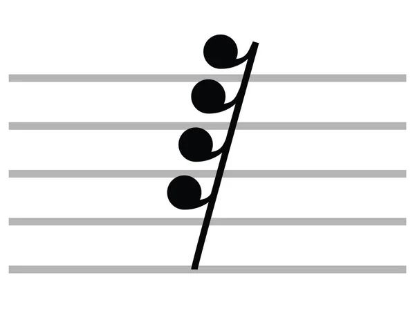 Czarny Płaski Izolowany Muzyczny Symbol Hemidemisemiquaver Szósty Czwarty Spoczynek — Wektor stockowy