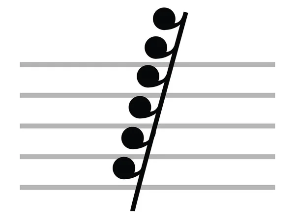 Fekete Lapos Izolált Musical Symbol Demisemihemidemisemiquaver Kétszázötvenhatodik Pihenés — Stock Vector