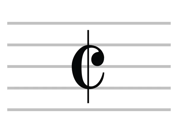 Símbolo Musical Aislado Plano Negro Allá Breve Tiempo Corte — Vector de stock
