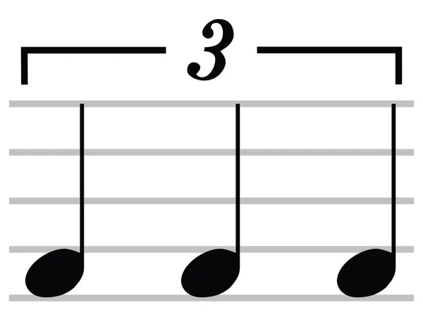 Μαύρο Επίπεδο Απομονωμένο Μουσικό Σύμβολο Του Tuplet — Διανυσματικό Αρχείο
