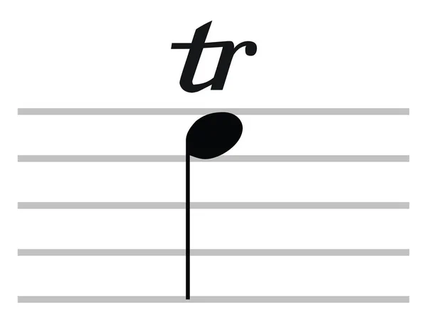 Svart Platt Isolerad Musikalisk Symbol För Trill Skaka — Stock vektor