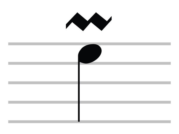 Black Flat Isolated Musical Symbol of Upper Mordent