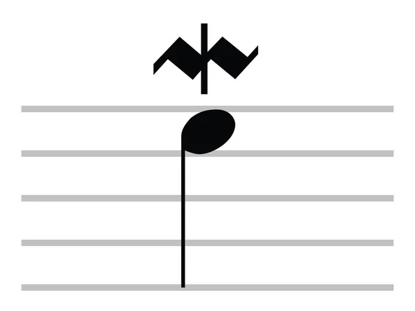 Svart Platt Isolerad Musikalisk Symbol För Lägre Mordent Inverterad — Stock vektor