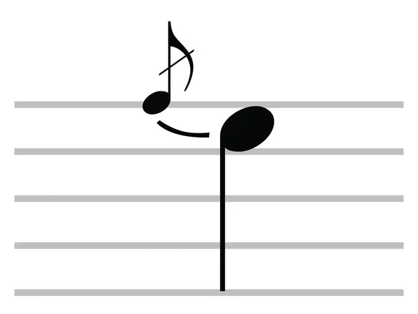 Symbole Musical Isolé Plat Noir Note Écrasée — Image vectorielle