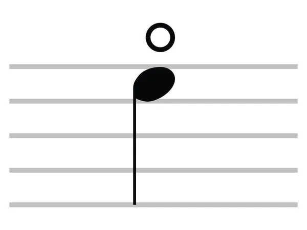 Schwarzes Flaches Isoliertes Musiksymbol Natürlicher Harmonie Offene Note — Stockvektor