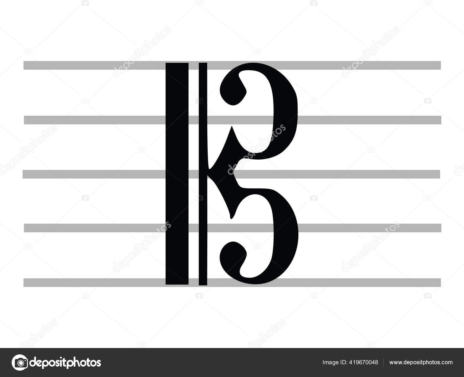 Black Flat Isolated Musical Symbol Clef Alto Clef Tenor Clef Stock